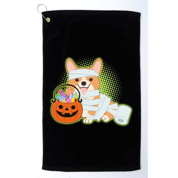 Cute Halloween Mummy Welsh Corgi And Pumpkin Candy Golf Towel