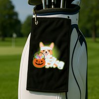 Cute Halloween Mummy Welsh Corgi And Pumpkin Candy Golf Towel