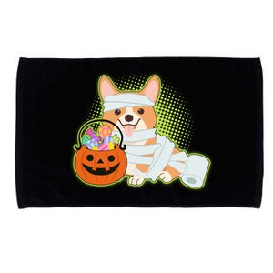 Cute Halloween Mummy Welsh Corgi And Pumpkin Candy Microfiber Hand Towel