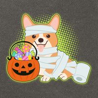 Cute Halloween Mummy Welsh Corgi And Pumpkin Candy Cotton Canvas Backpack