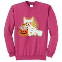 Cute Halloween Mummy Welsh Corgi And Pumpkin Candy Sweatshirt