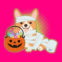 Cute Halloween Mummy Welsh Corgi And Pumpkin Candy Zip Tote Bag