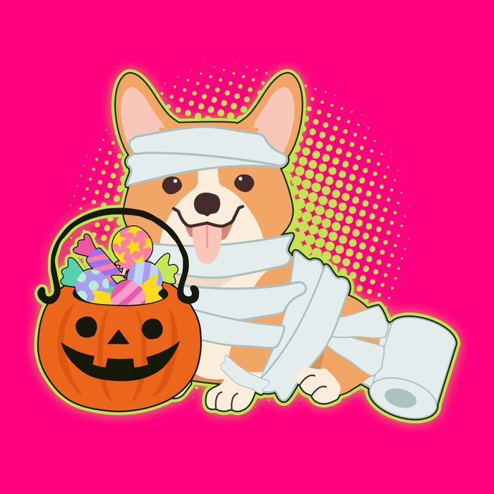 Cute Halloween Mummy Welsh Corgi And Pumpkin Candy Zip Tote Bag
