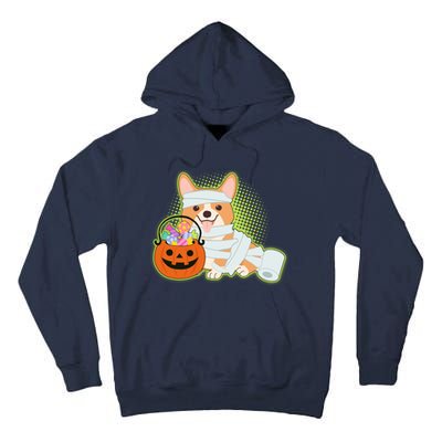 Cute Halloween Mummy Welsh Corgi And Pumpkin Candy Tall Hoodie