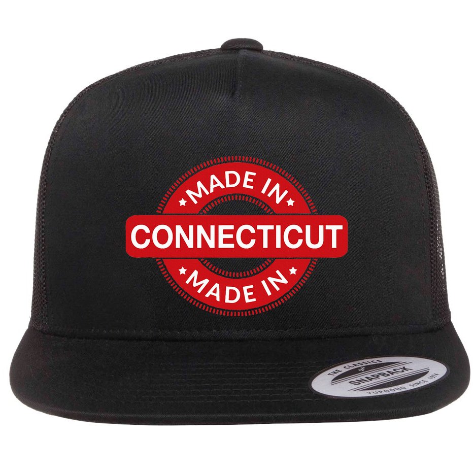 Connecticut Home Made In Connecticut Funny Label Flat Bill Trucker Hat