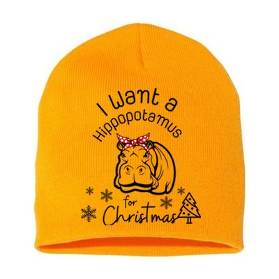 Christmas Hippo Merry Xmas Hippopotamus Happy Holidays Meaningful Gift Short Acrylic Beanie