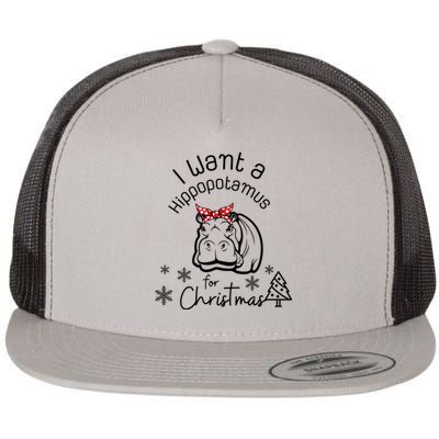 Christmas Hippo Merry Xmas Hippopotamus Happy Holidays Meaningful Gift Flat Bill Trucker Hat