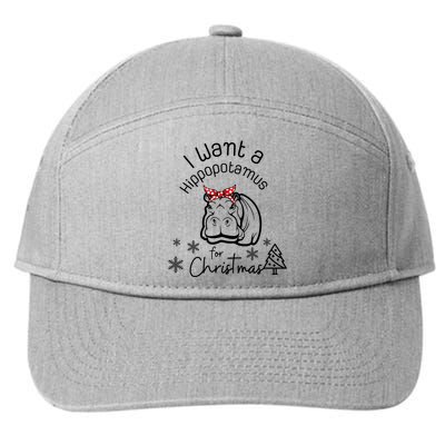 Christmas Hippo Merry Xmas Hippopotamus Happy Holidays Meaningful Gift 7-Panel Snapback Hat