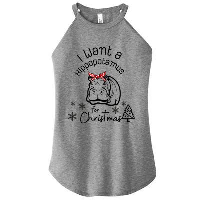 Christmas Hippo Merry Xmas Hippopotamus Happy Holidays Meaningful Gift Women’s Perfect Tri Rocker Tank