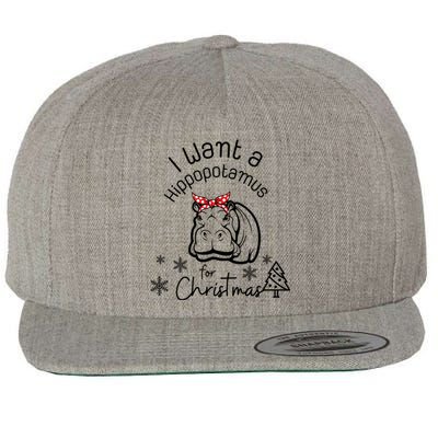 Christmas Hippo Merry Xmas Hippopotamus Happy Holidays Meaningful Gift Wool Snapback Cap