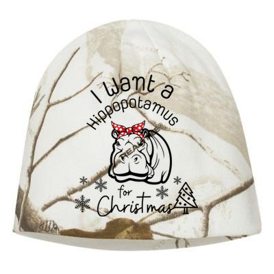 Christmas Hippo Merry Xmas Hippopotamus Happy Holidays Meaningful Gift Kati - Camo Knit Beanie