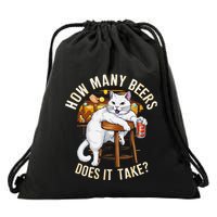 Cat How Many Beers Does It Take Drawstring Bag