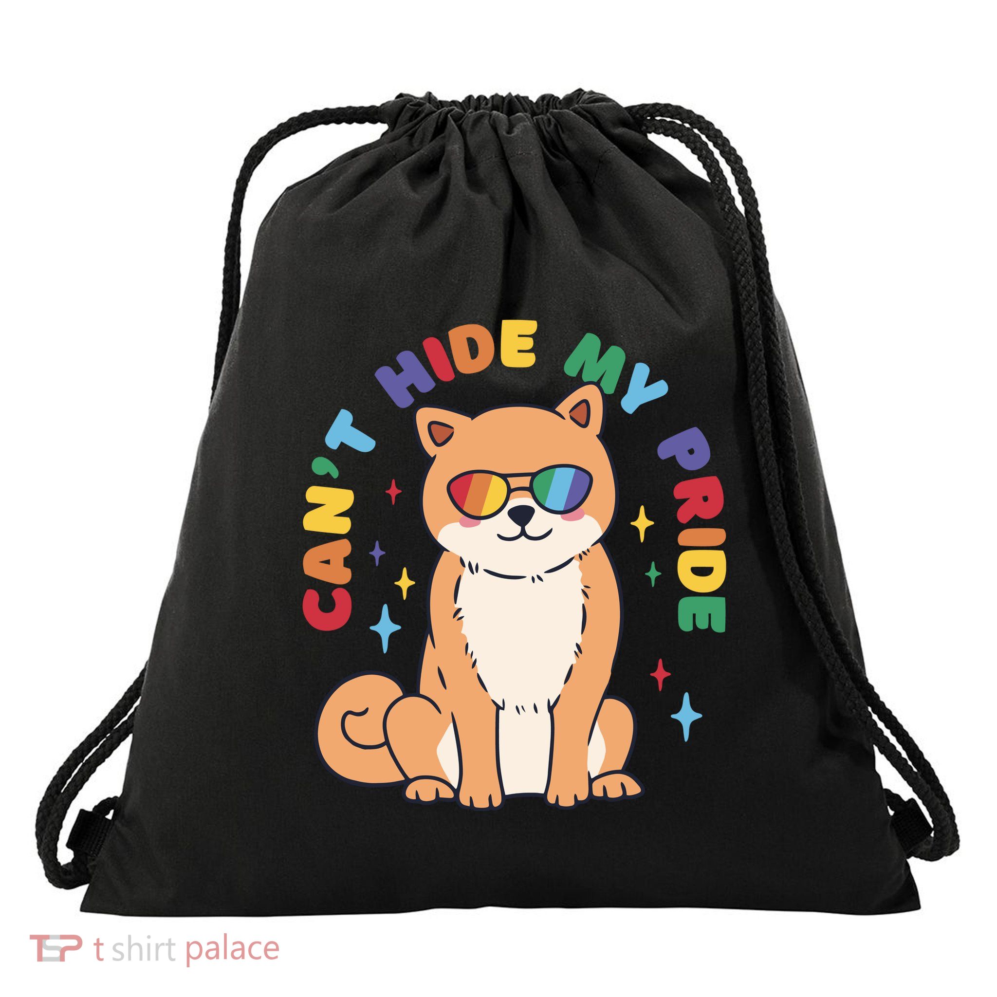 Can't Hide My Pride LGBTQ Dog Drawstring Bag