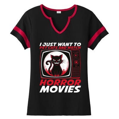 Cute Horror Movie Design Horror Movie Lover Ladies Halftime Notch Neck Tee