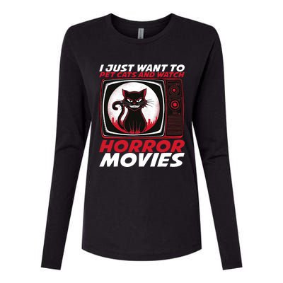 Cute Horror Movie Design Horror Movie Lover Womens Cotton Relaxed Long Sleeve T-Shirt