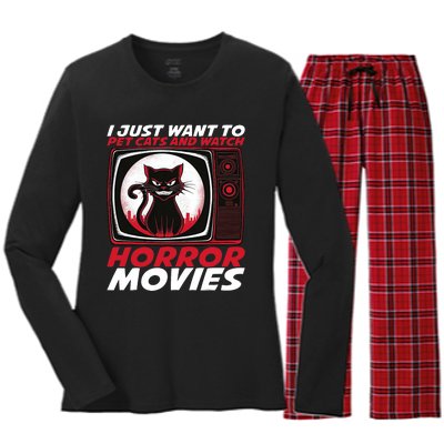 Cute Horror Movie Design Horror Movie Lover Women's Long Sleeve Flannel Pajama Set 