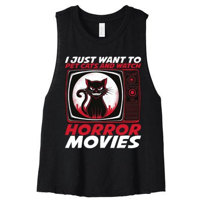 Cute Horror Movie Design Horror Movie Lover Women's Racerback Cropped Tank