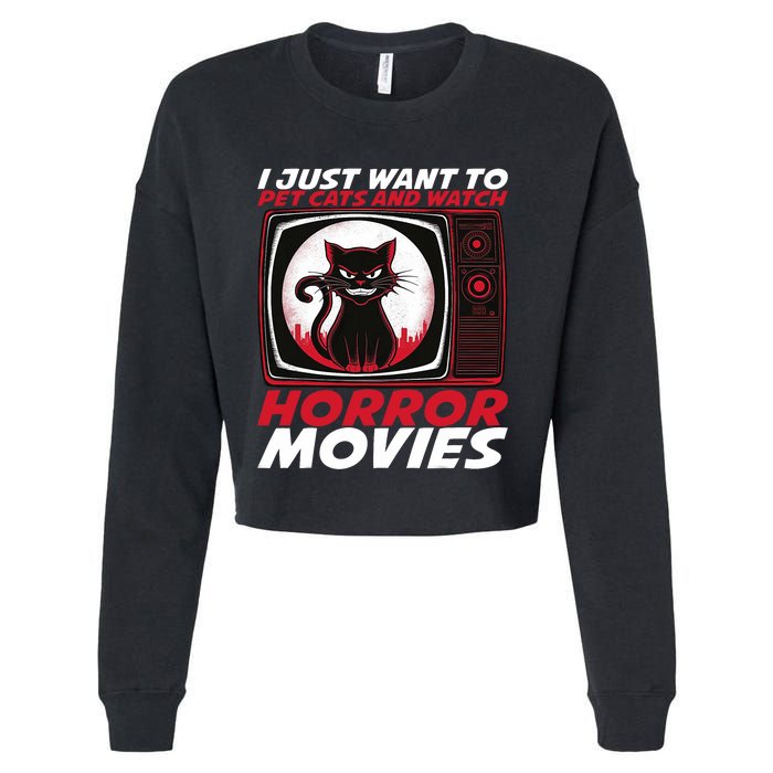 Cute Horror Movie Design Horror Movie Lover Cropped Pullover Crew