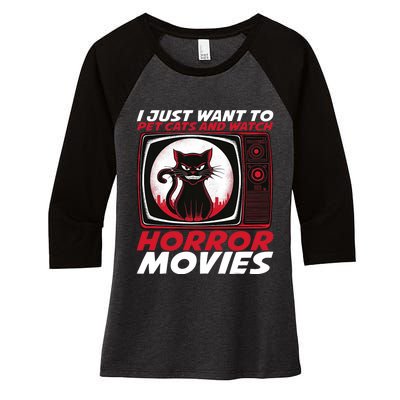 Cute Horror Movie Design Horror Movie Lover Women's Tri-Blend 3/4-Sleeve Raglan Shirt