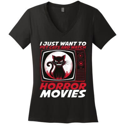 Cute Horror Movie Design Horror Movie Lover Women's V-Neck T-Shirt