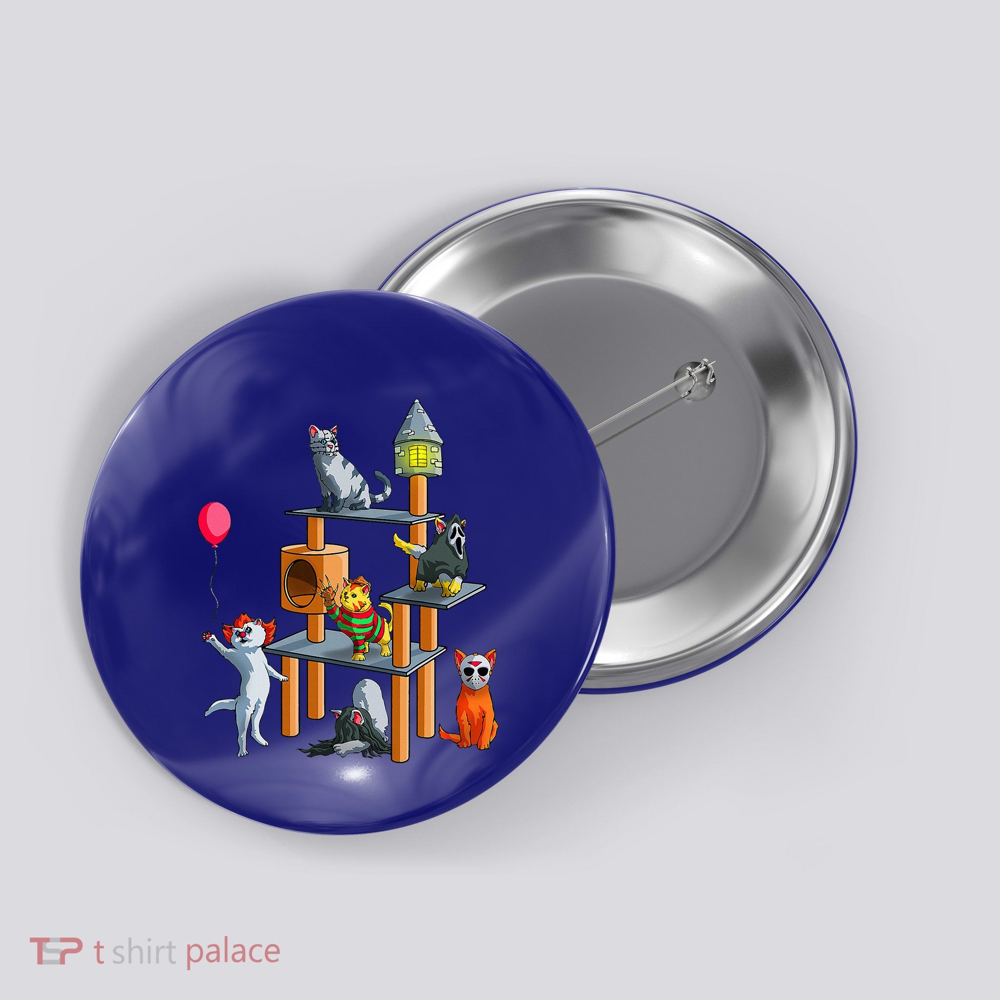 Cat Horror Movies Cute Halloween Button