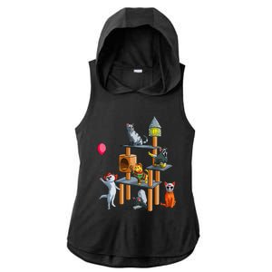 Cat Horror Movies Cute Halloween For Cat Kitty Lovers Ladies PosiCharge Tri-Blend Wicking Draft Hoodie Tank