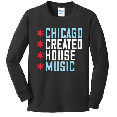 Chicago House Music Vintage DJ EDM Kids Long Sleeve Shirt