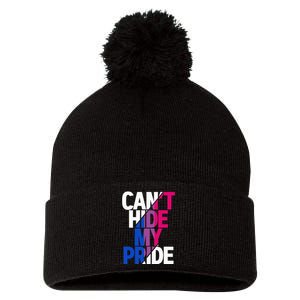 Cant Hide My Pride Bisexual Flag LGBTQ Bisexuality Bi LGBT Pom Pom 12in Knit Beanie