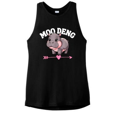 Cute Hippo Moo Deng Bouncy Pig Gift Ladies PosiCharge Tri-Blend Wicking Tank