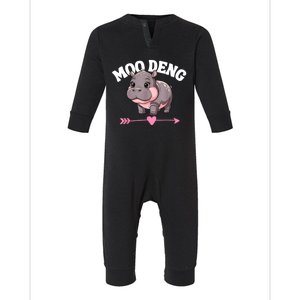 Cute Hippo Moo Deng Bouncy Pig Gift Infant Fleece One Piece