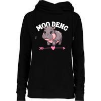 Cute Hippo Moo Deng Bouncy Pig Gift Womens Funnel Neck Pullover Hood