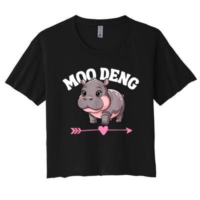 Cute Hippo Moo Deng Bouncy Pig Gift Women's Crop Top Tee