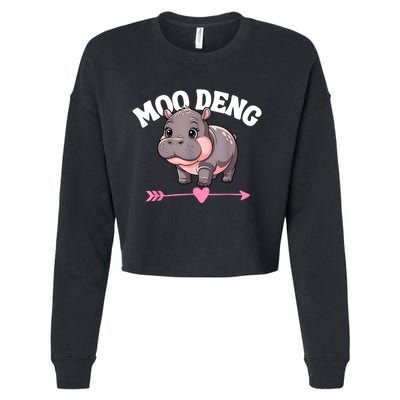 Cute Hippo Moo Deng Bouncy Pig Gift Cropped Pullover Crew