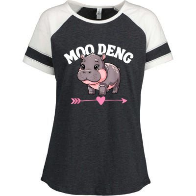 Cute Hippo Moo Deng Bouncy Pig Gift Enza Ladies Jersey Colorblock Tee