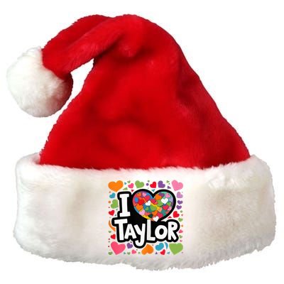 Colorful Heart My Name Is Taylor First Name Premium Christmas Santa Hat