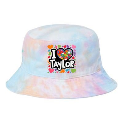 Colorful Heart My Name Is Taylor First Name Tie Dye Newport Bucket Hat