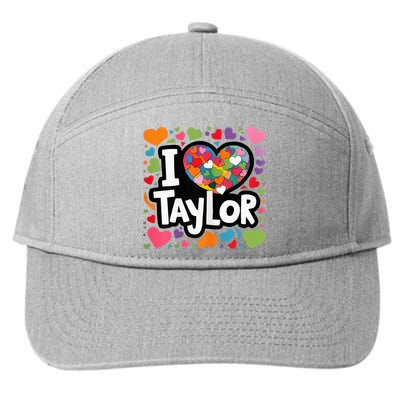 Colorful Heart My Name Is Taylor First Name 7-Panel Snapback Hat