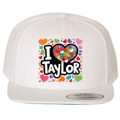 Colorful Heart My Name Is Taylor First Name Wool Snapback Cap