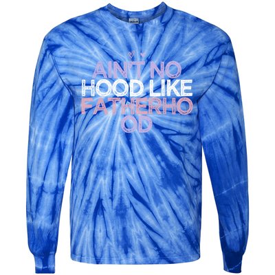 Colored Hearts Mom Funny Ain't No Hood Like Fatherhood Gift Tie-Dye Long Sleeve Shirt