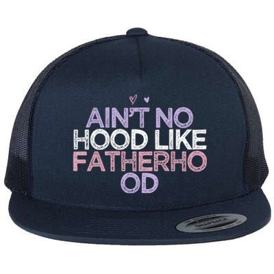 Colored Hearts Mom Funny Ain't No Hood Like Fatherhood Gift Flat Bill Trucker Hat