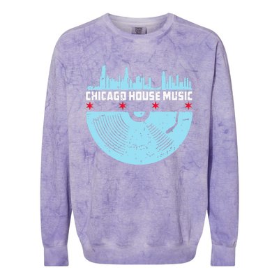 Chicago House Music Vinyl Dj Vintage Colorblast Crewneck Sweatshirt