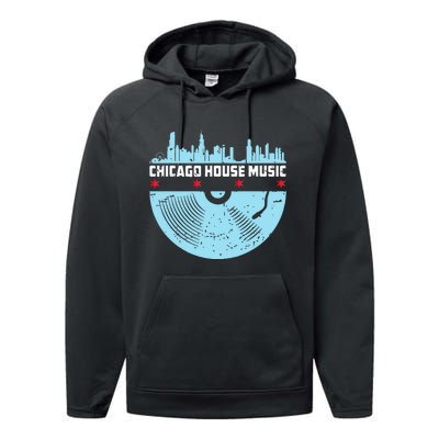 Chicago House Music Vinyl Dj Vintage Performance Fleece Hoodie