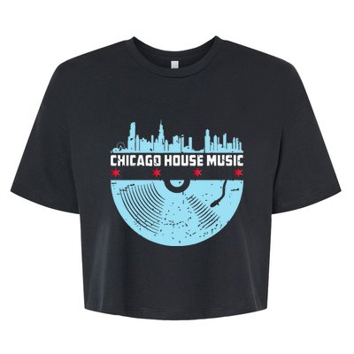 Chicago House Music Vinyl Dj Vintage Bella+Canvas Jersey Crop Tee