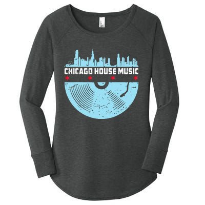 Chicago House Music Vinyl Dj Vintage Women's Perfect Tri Tunic Long Sleeve Shirt