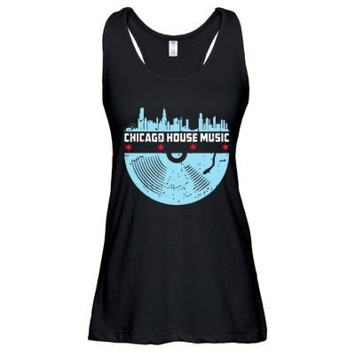 Chicago House Music Vinyl Dj Vintage Ladies Essential Flowy Tank