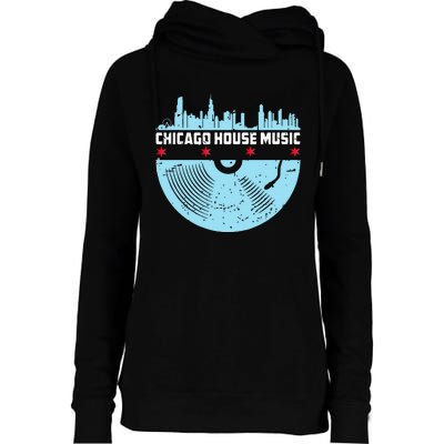 Chicago House Music Vinyl Dj Vintage Womens Funnel Neck Pullover Hood