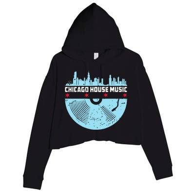 Chicago House Music Vinyl Dj Vintage Crop Fleece Hoodie