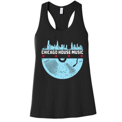 Chicago House Music Vinyl Dj Vintage Women's Racerback Tank