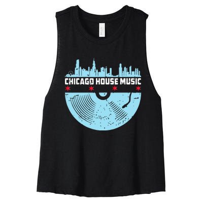 Chicago House Music Vinyl Dj Vintage Women's Racerback Cropped Tank