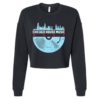 Chicago House Music Vinyl Dj Vintage Cropped Pullover Crew